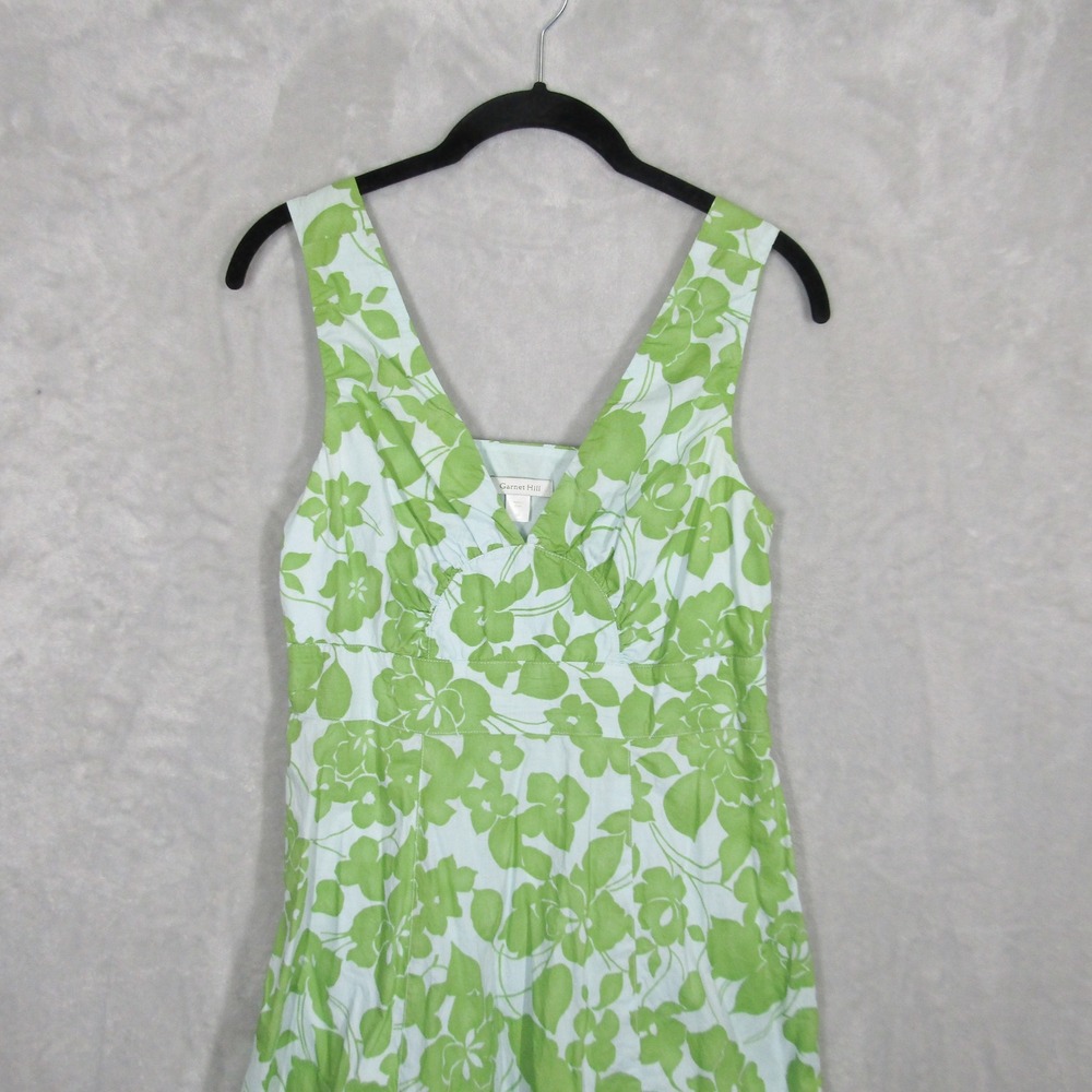 Garnet Hill Floral Print Sleeveless Dress Women's Size 6P Green White - Picture 2 of 12